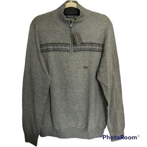 Van Heusen Mens Gray Half Zip Sweater Shirt L Nwt